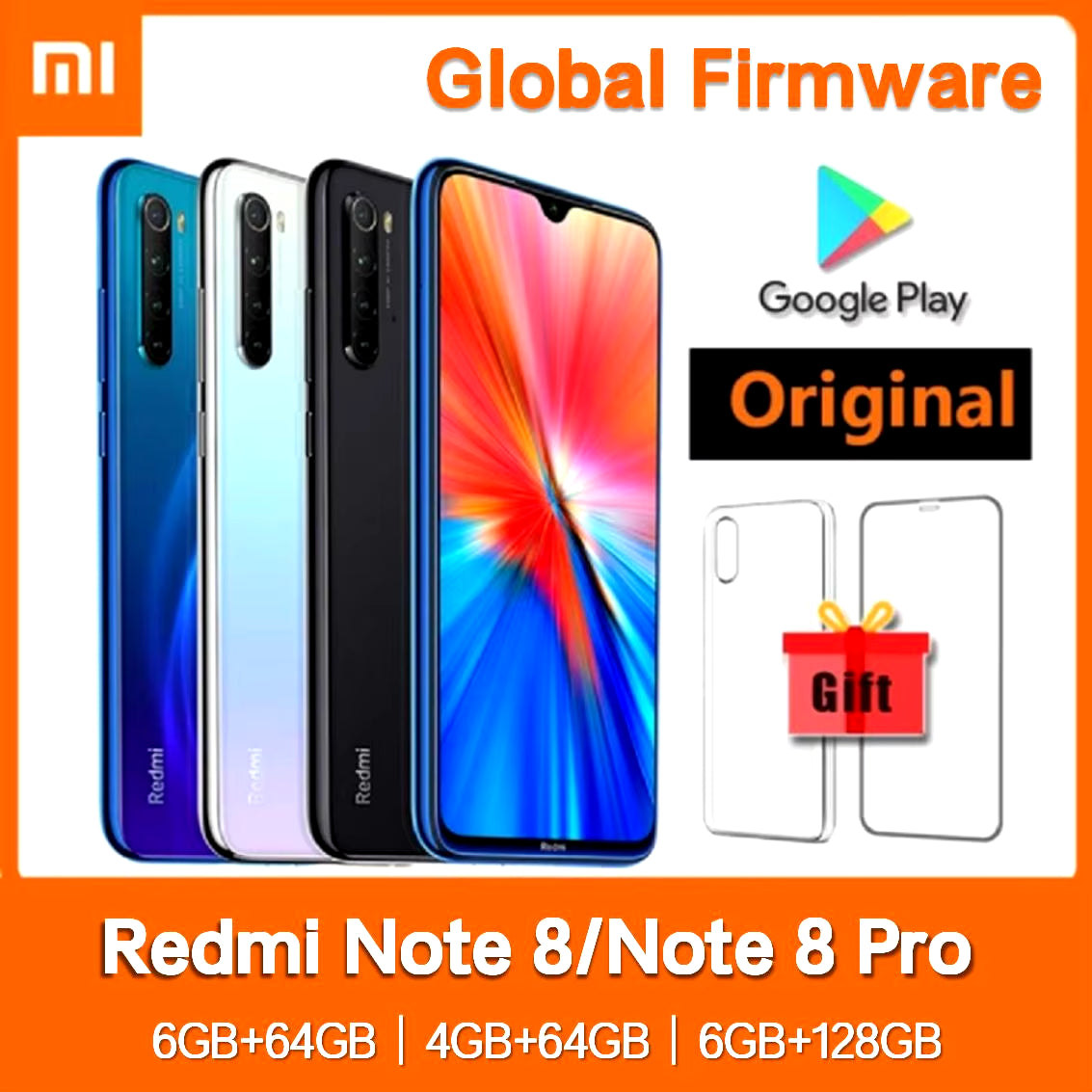 Xiaomi Redmi Note 8 / Note 8 (2021) Älypuhelin (Global-versio) + Suojakuori ja Panssarilasi