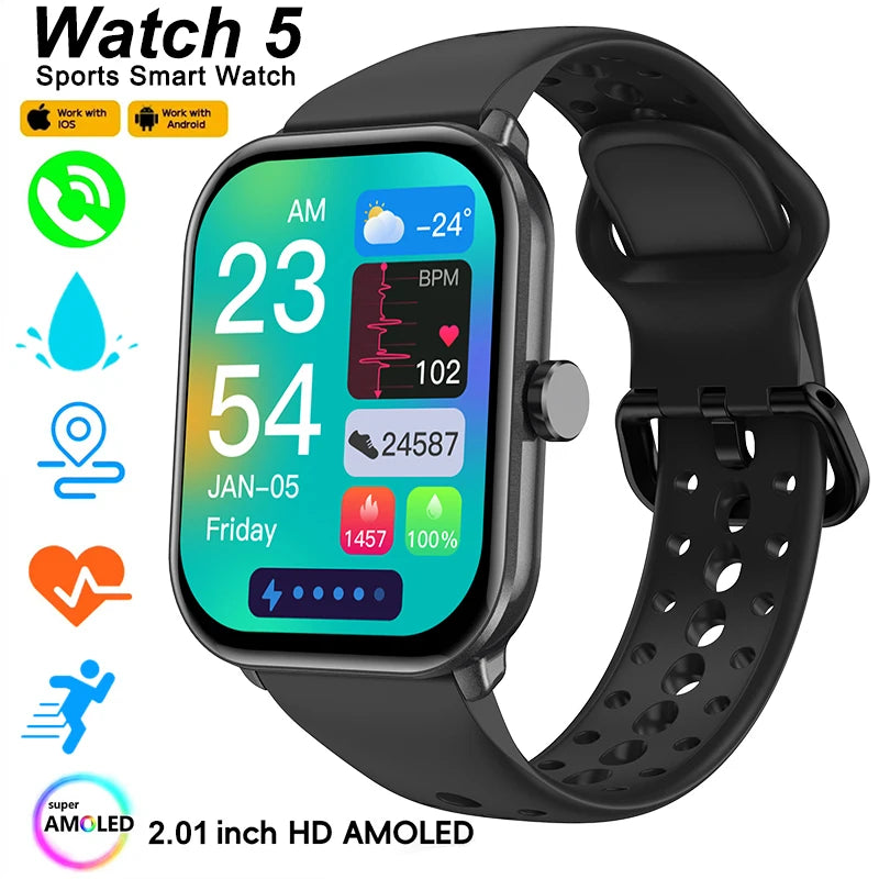 Watch 5 Älykello (Global) – 2.01" HD-näyttö, Bluetooth-puhelut & Sykemittaus