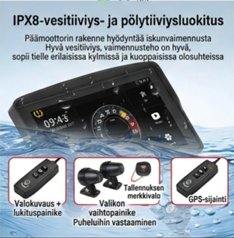 7’’ Vedenpitävä Älynäyttö Moottoripyörään (Langaton Apple CarPlay & Android Auto)