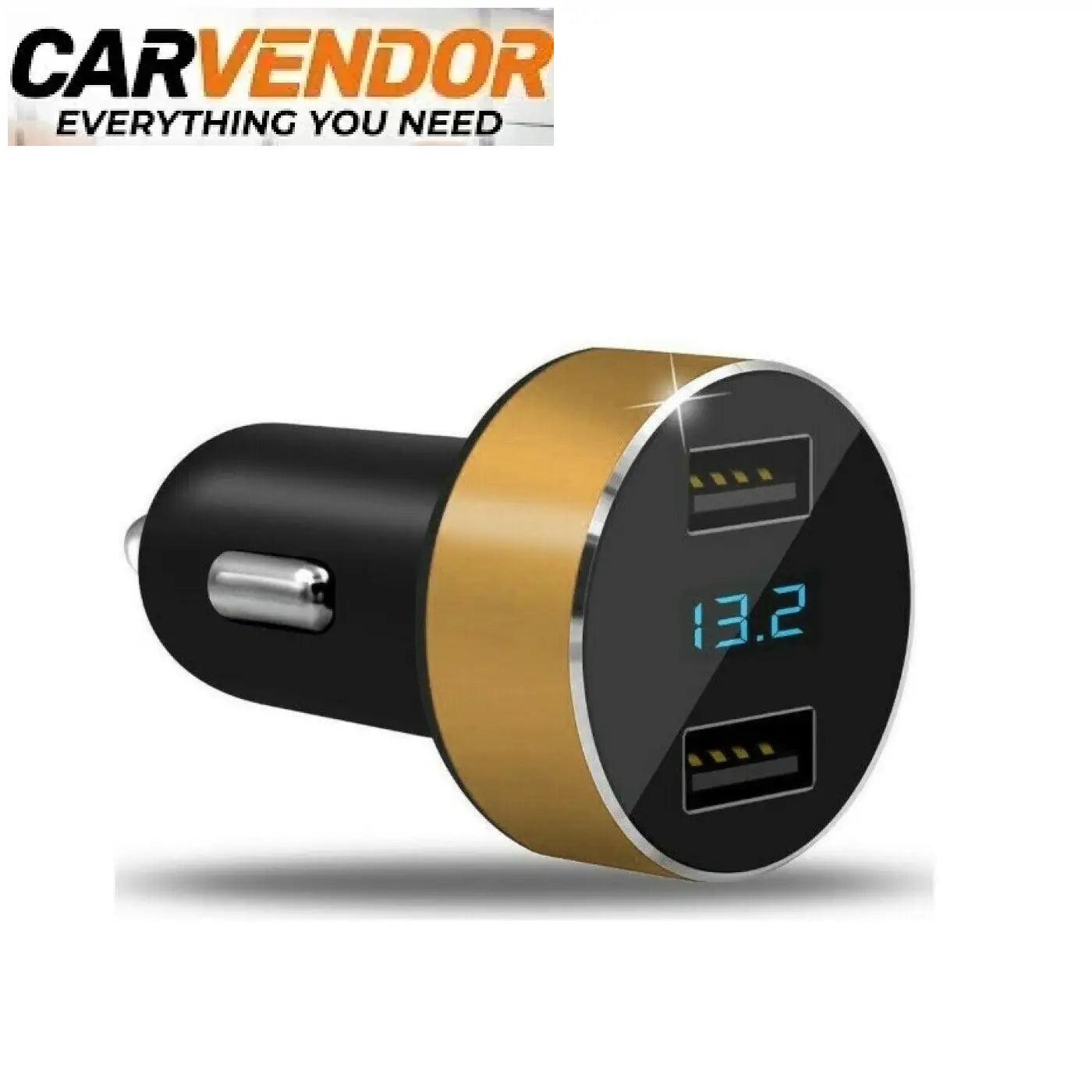 Älykäs led-autolaturi musta ja kulta, dual usb 3.1a pikalatauksella ja digitaalinen näyttö lukemalla 13.2