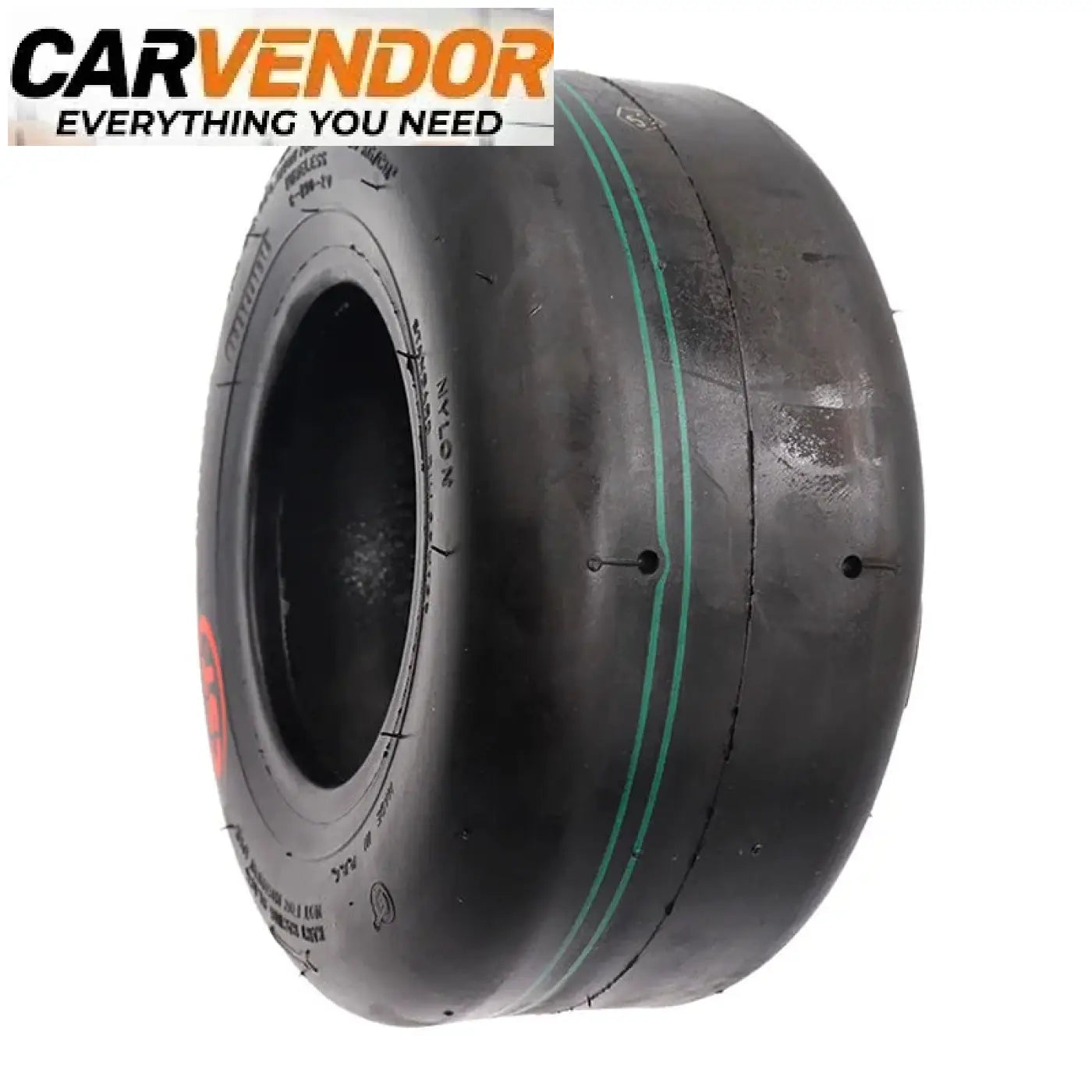 Black rubber cst tubeless-rengas 5 karting tire with glossy finish and red branding on the sidewall