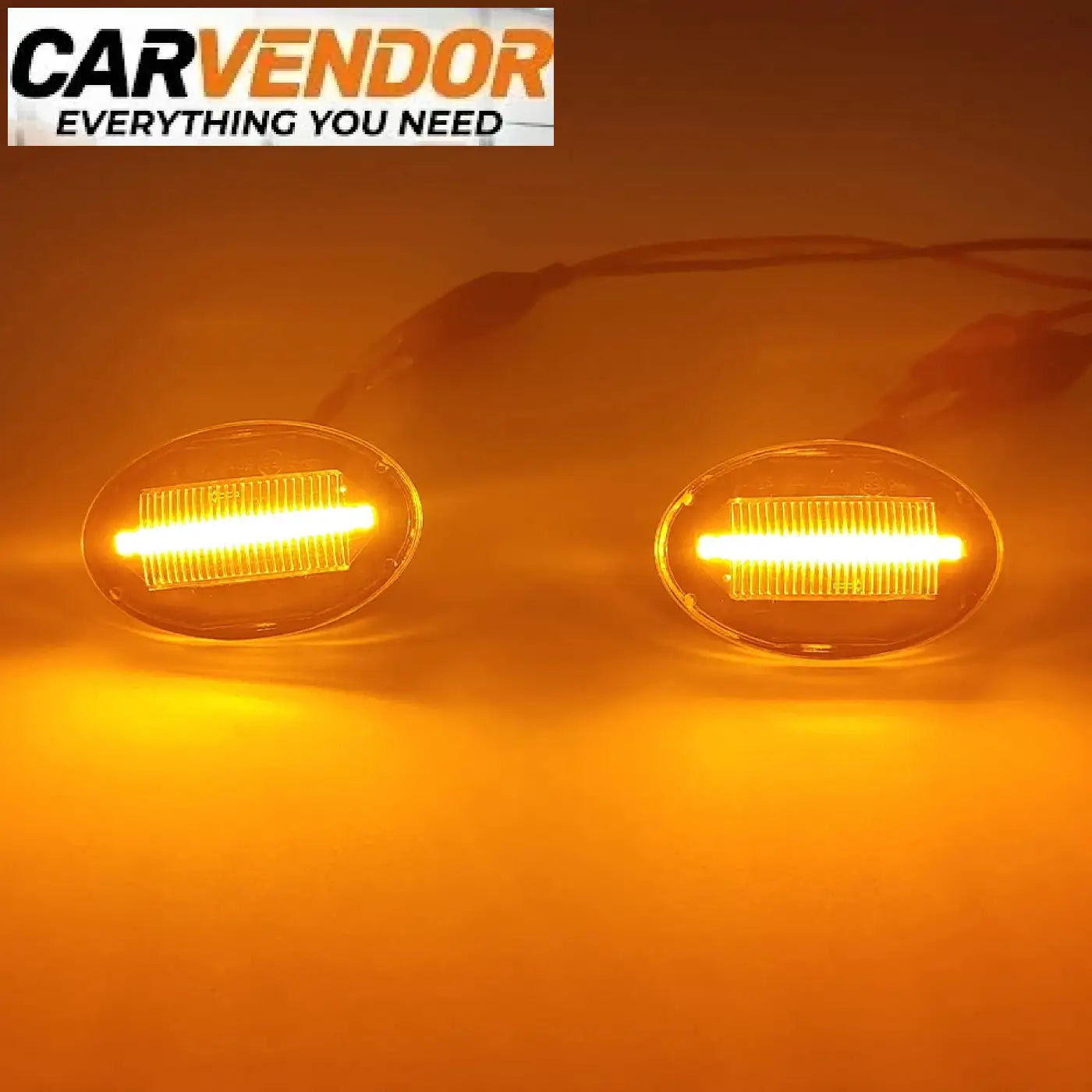 Two amber oval led side marker lights with clear housing and horizontal strips fit for ford fiesta and mondeo models