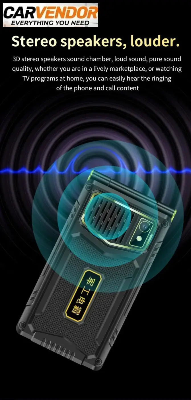 Iskunkestävä 4G-Simpukkapuhelin Jättiakulla (Dual SIM)