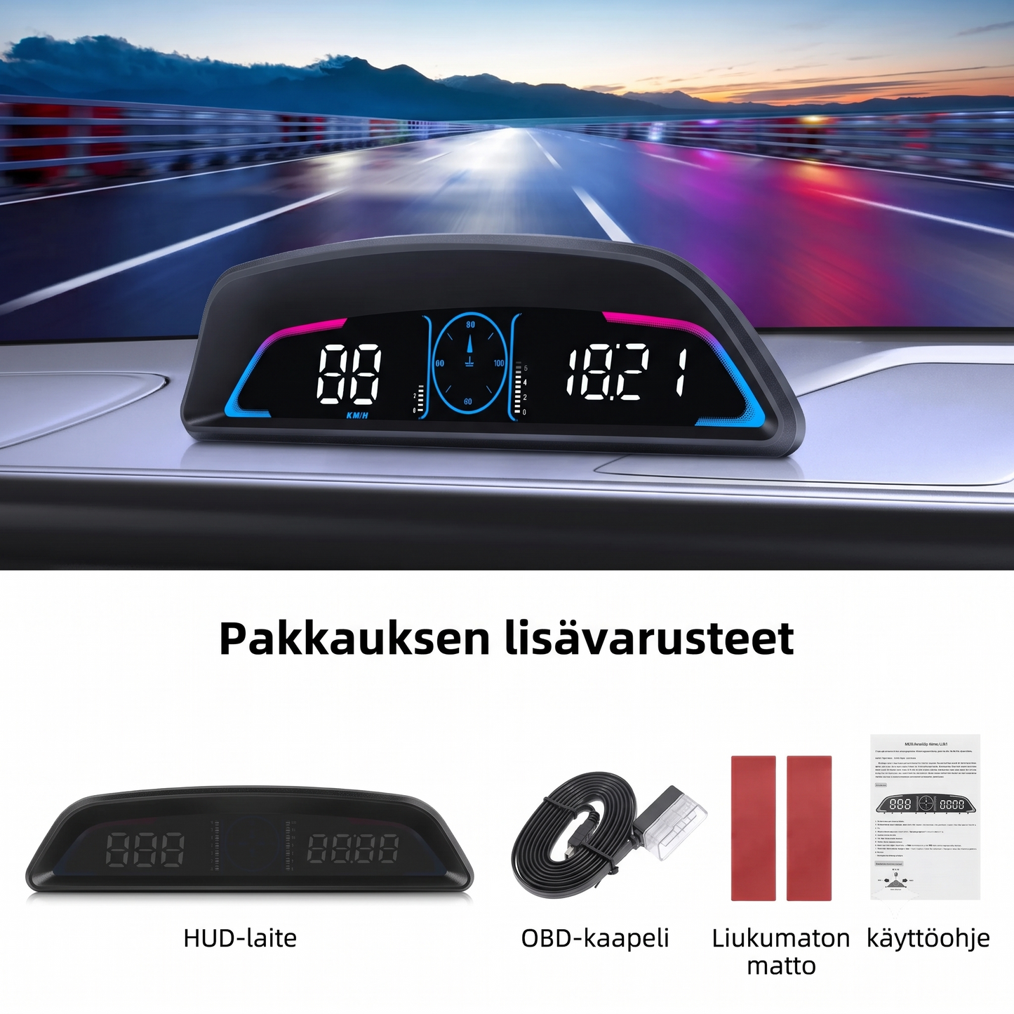 Kompakti HUD-Tuulilasinäyttö (Valitse OBD2- tai GPS-malli) - B3 Obd