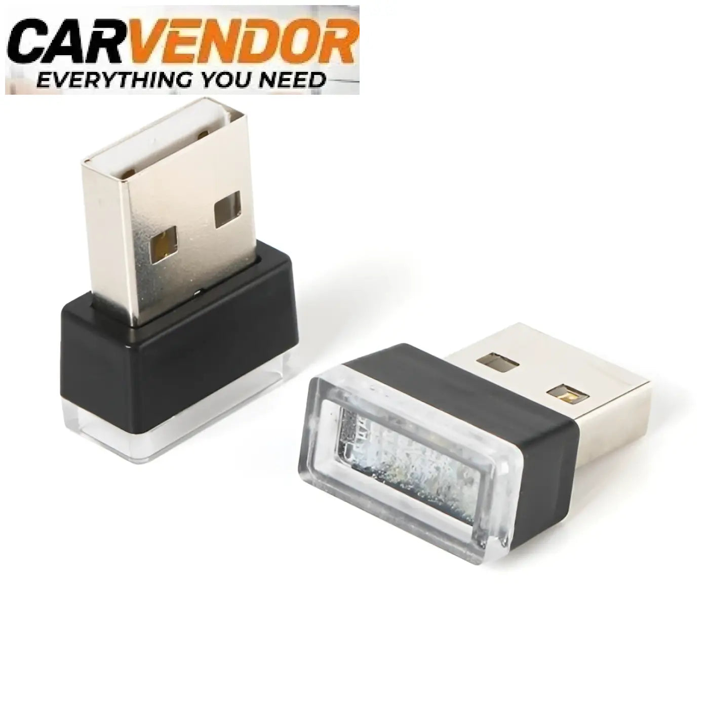 Kompakti usb-tunnelmavalo autoon mustat ja kirkkaat usb-auton ovivalon pistokkeet metallisilla liittimillä