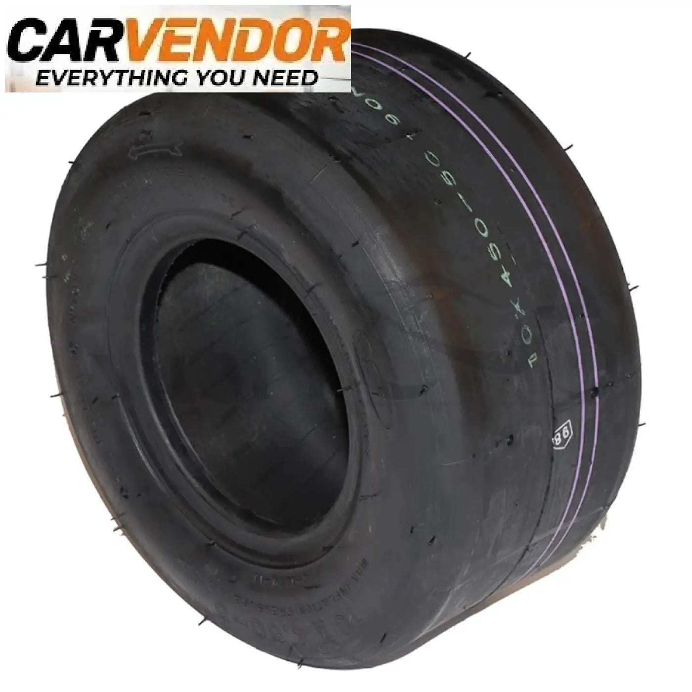Black rubber laadukas karting rengas with white sidewall and purple stripe for 5 inch vanteelle by carvendor