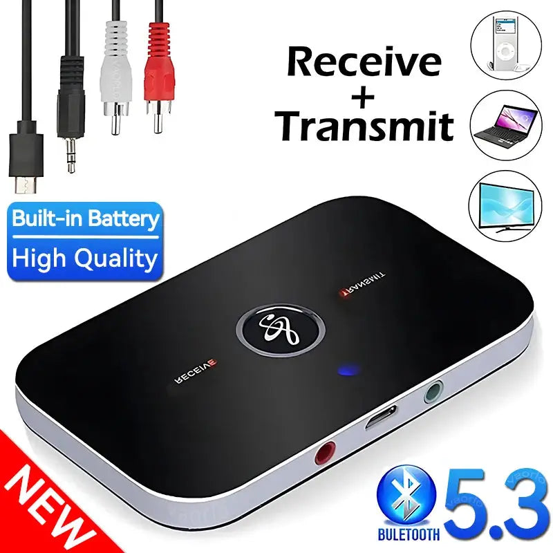 Langaton 2-in-1 Bluetooth 5.3 -Lähetin & Vastaanotin (AUX/USB/RCA)