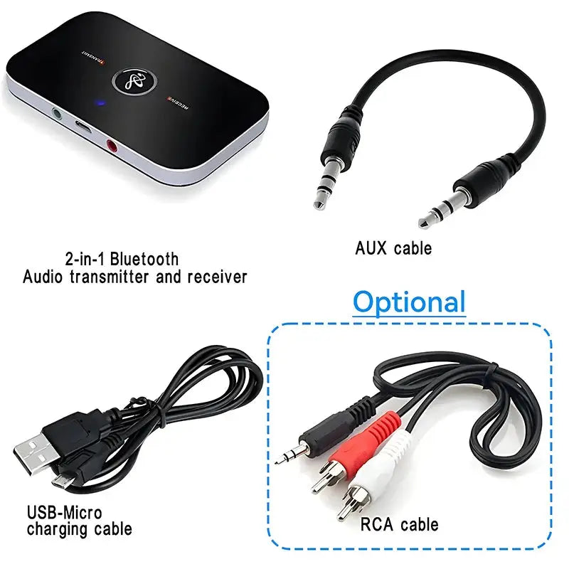 Langaton 2-in-1 Bluetooth 5.3 -Lähetin & Vastaanotin (AUX/USB/RCA)