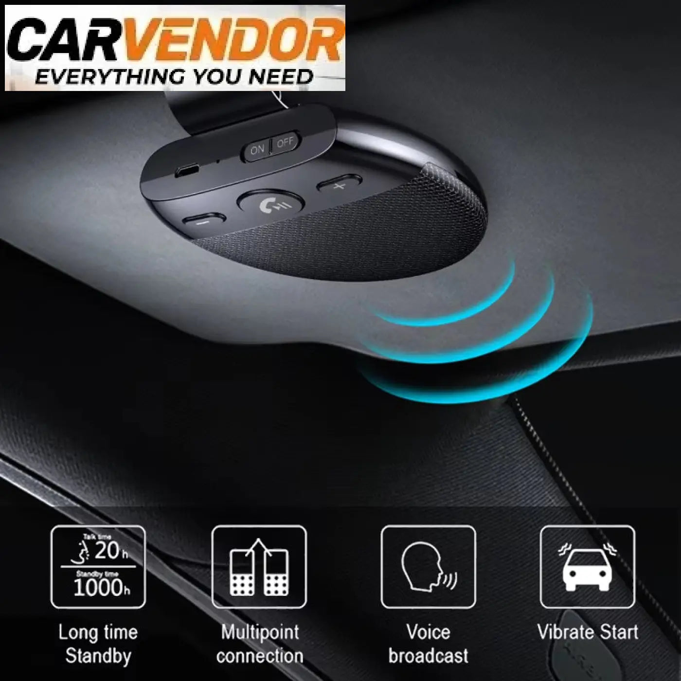 Langaton Bluetooth 5.0 Handsfree Autoon – Kiinnitys Aurinkolippaan