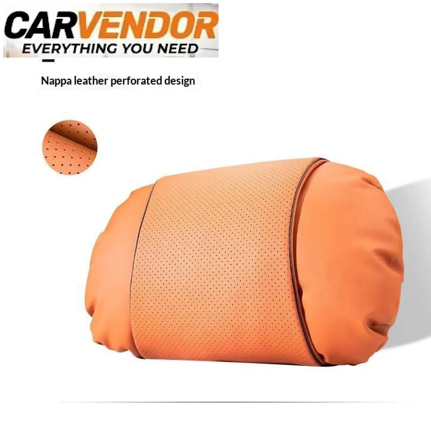 Oranssi nappa-nahkainen auton pään tuki perforoidulla designilla premium nappa nahkainen ergonomiapaketti