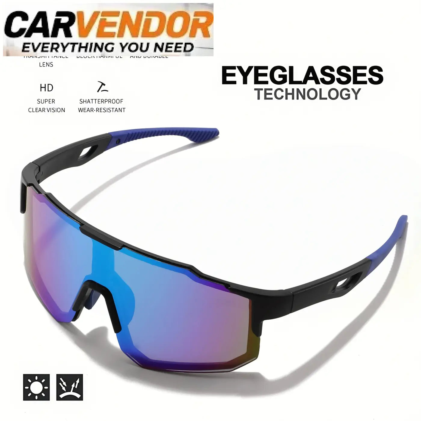 Unisex mustat ja siniset sporttisunglasses värikkäillä peilimäisillä liukuvärilinssillä ulkoiluun