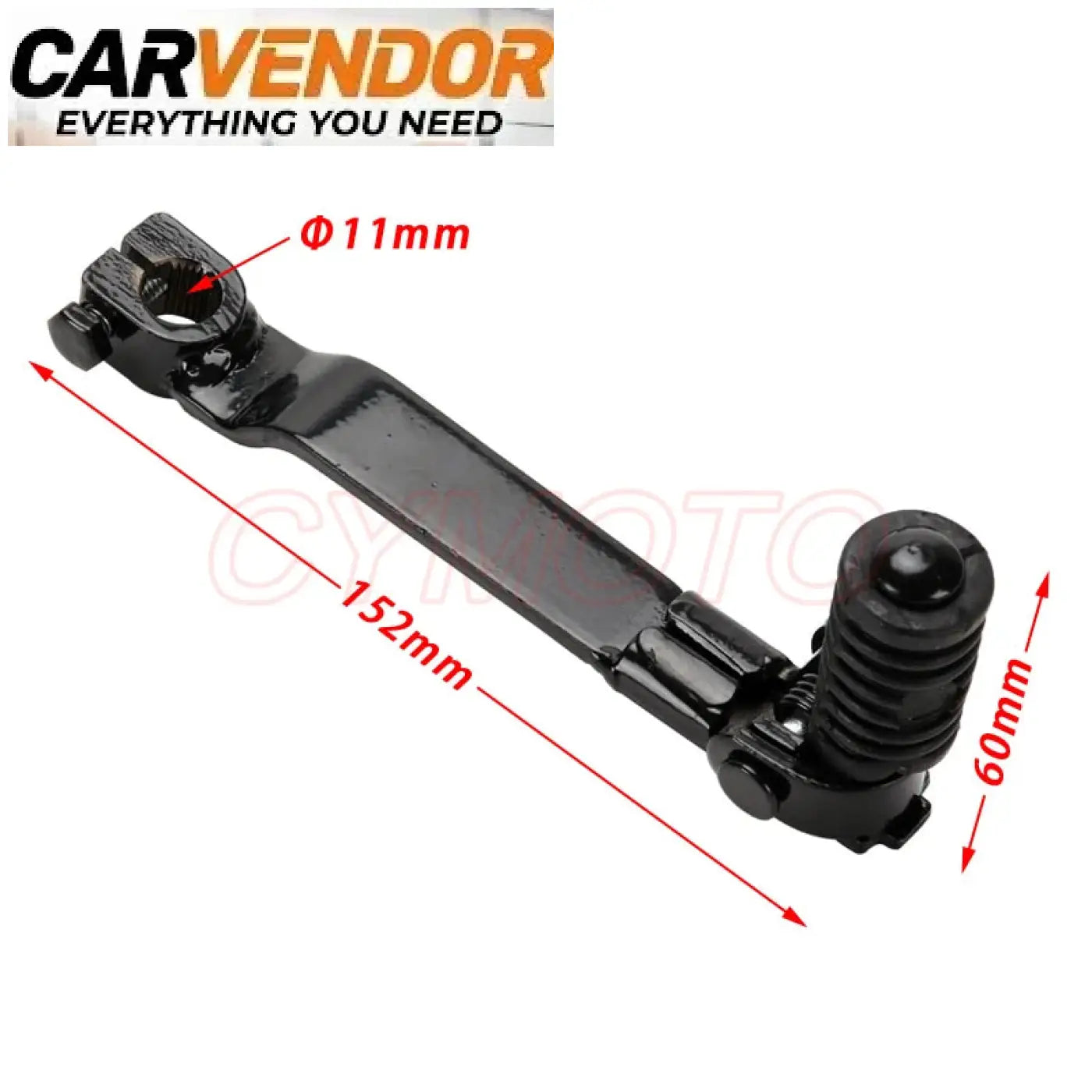 Black painted metal clutch lever with textured grip and threaded end for 50cc-160cc cross and atv vehicles