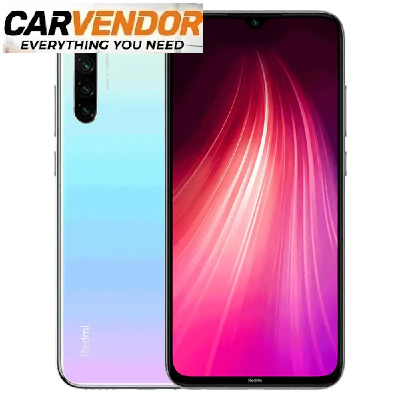 Takakuvassa xiaomi redmi note 8 2021 älypuhelin liukuvärillä lasisella takapaneelilla ja kolmella kameralla